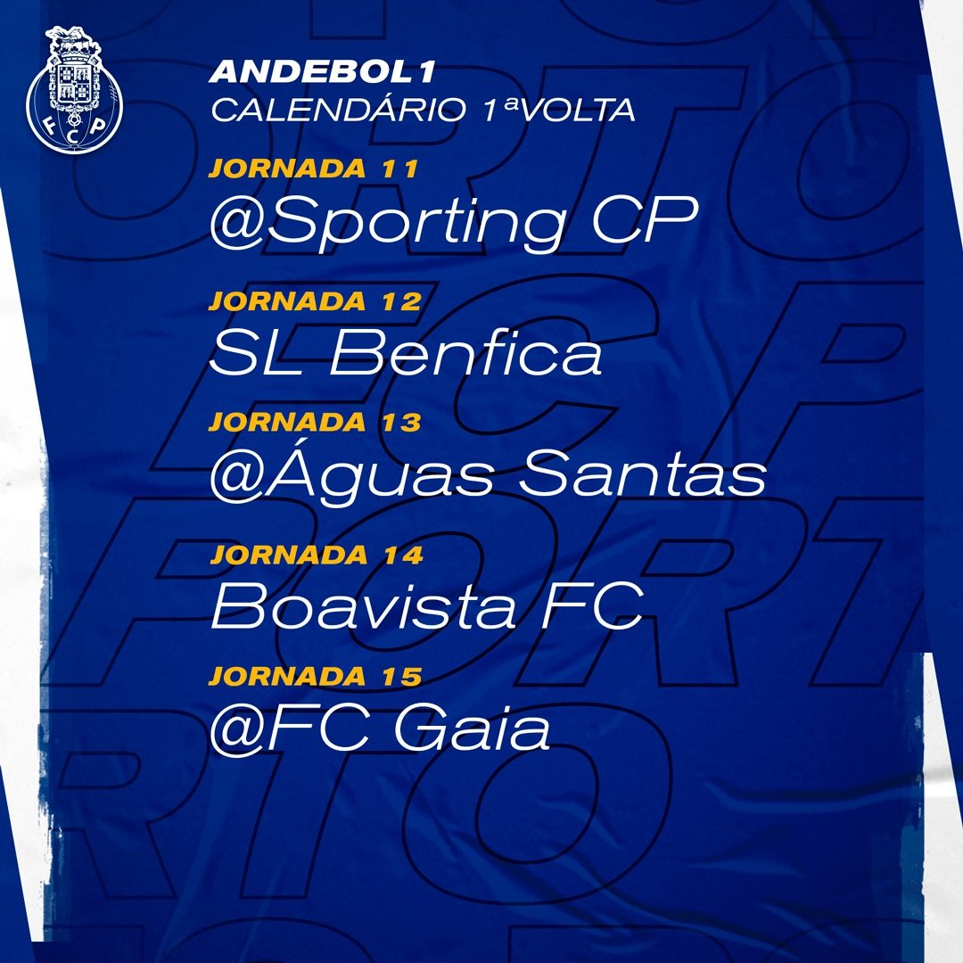 FCPorto's tweet photo. 🤾♂️O nosso calendário para o Andebol 1 2020/21
💙Vamos, FC Porto!
🗓Início a 12 de setembro (a confirmar)
#FCPorto #FCPortoAndebol #Andebol #FCPortoSofarma #FCPortoSports https://t.co/48FQPcEoXY