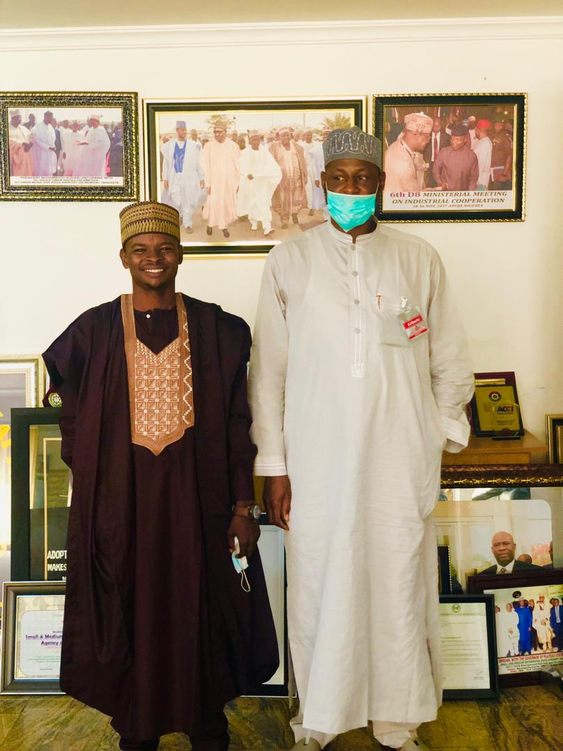 NSP_official1's tweet photo. *PRESS RELEASE*

  _Nigerian students parliament (NSP)_

The Nigerian students parliament Speaker , *Hon.Rt.Mubarak* paid a courtesy visit to the DG of Small &amp; medium Enterprises Development Agency of Nigeria ( SMEDAN) in the person of *Alh. Dikko Umar Radda.* https://t.co/0E4CqUfStf