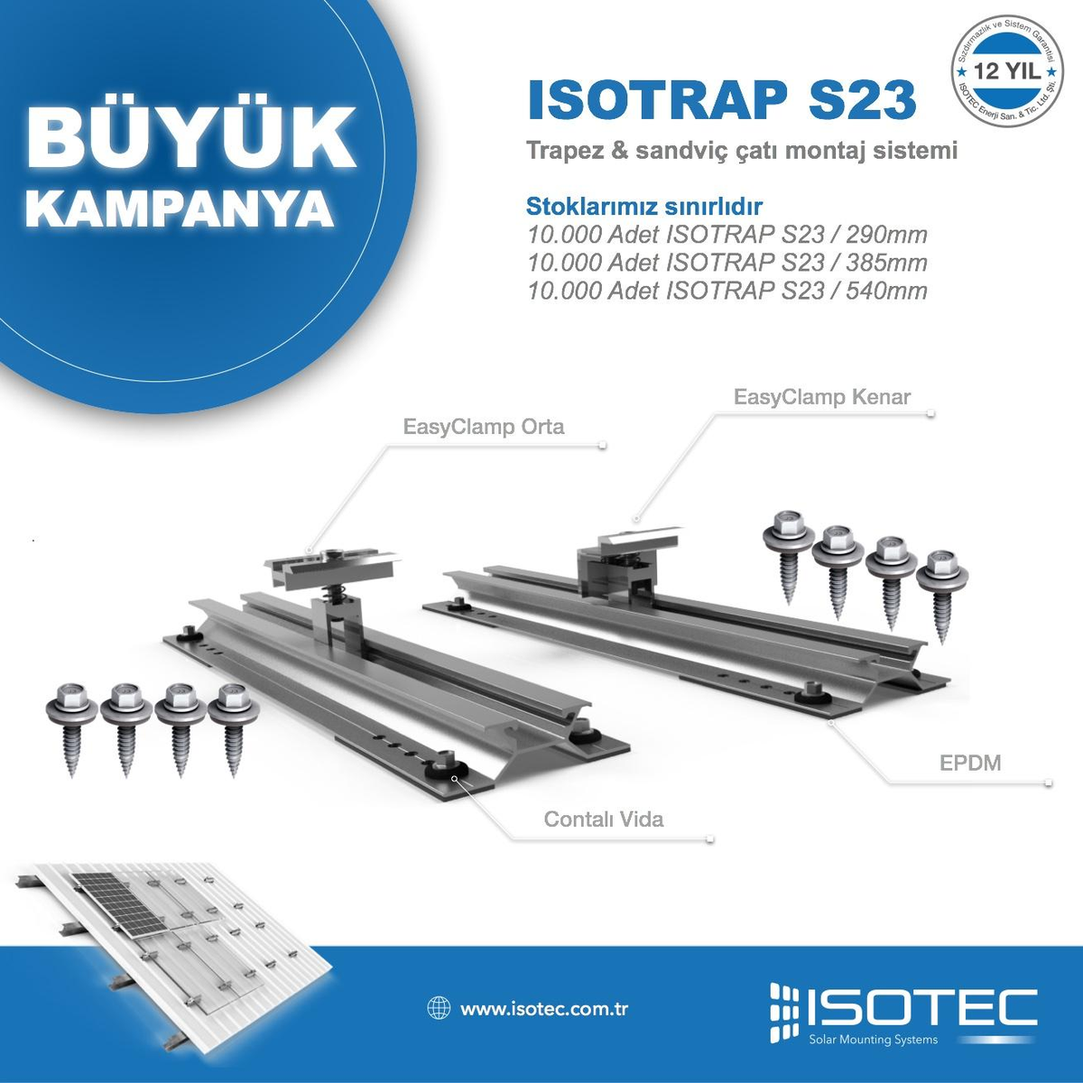 trsolarbaba's tweet photo. Üyemiz ISOTEC, Trapez ve sandviç çatı solar montaj sistemi için yeni bir kampanya düzenledi.
Detaylı bilgi için
https://t.co/A0inaA6ucT
#isotec https://t.co/UXcWbQisIr
