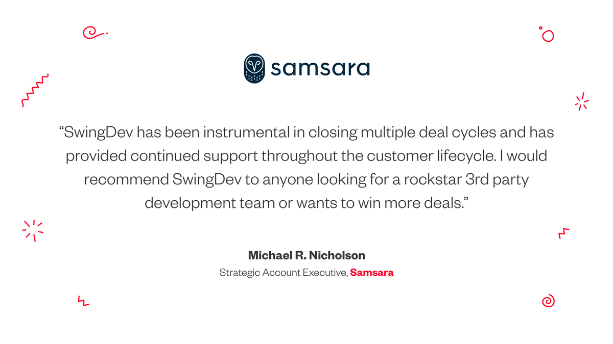 swingdevio's tweet photo. No need to write a post today - these kind words from our partners from @Samsara will do the job just fine 👏 https://t.co/tUFnIEPVdY