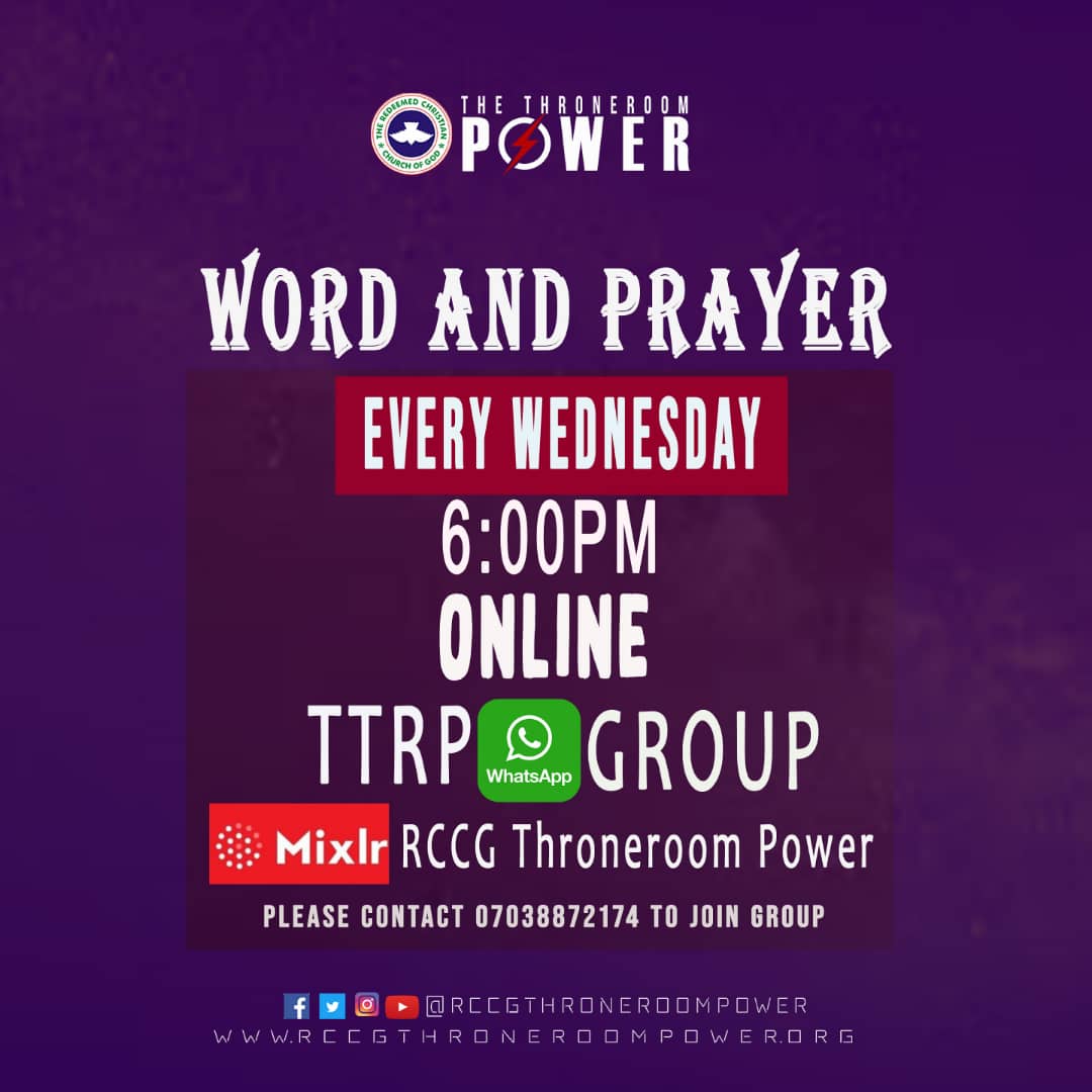 ThroneroomPower's tweet photo. Join us 6PM online this evening as we pray and dig deeper in the word together.
God bless you.
#Hallelujah2020
#ThroneroomPower
#WordandPrayer
#midweekeveningservice
#ChurchOnline https://t.co/Rky1fHicPO