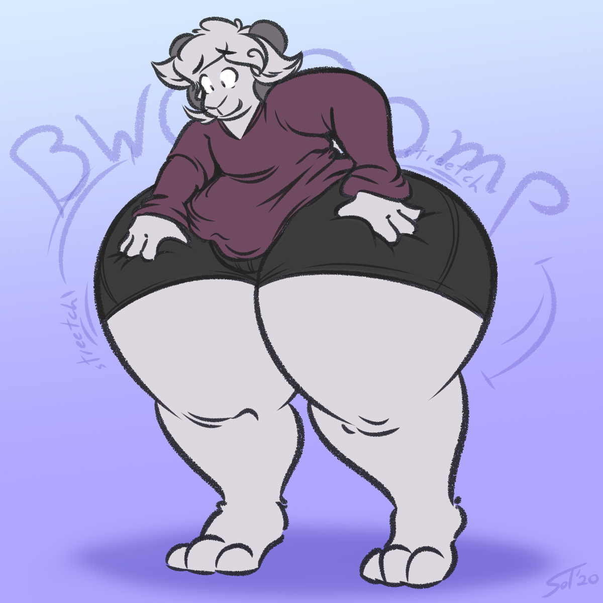 streeetch! 𝐁𝐖𝐎𝐎𝐎𝐌𝐏! creeeak! im a thicc wide goat 👀💦 by @sotnsot