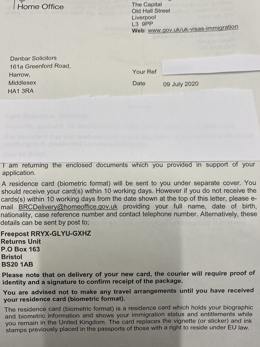 DanbarSolicitor's tweet photo. We have been informed that our application was successful and so we are waiting for the #residencecard #UKImmigration #wednesdaymorning #teamdanbar #Immigration #Ghana #Nigeria #Uganda #Kenyans #Lawyer #lawyers https://t.co/Q1IonKpmbp