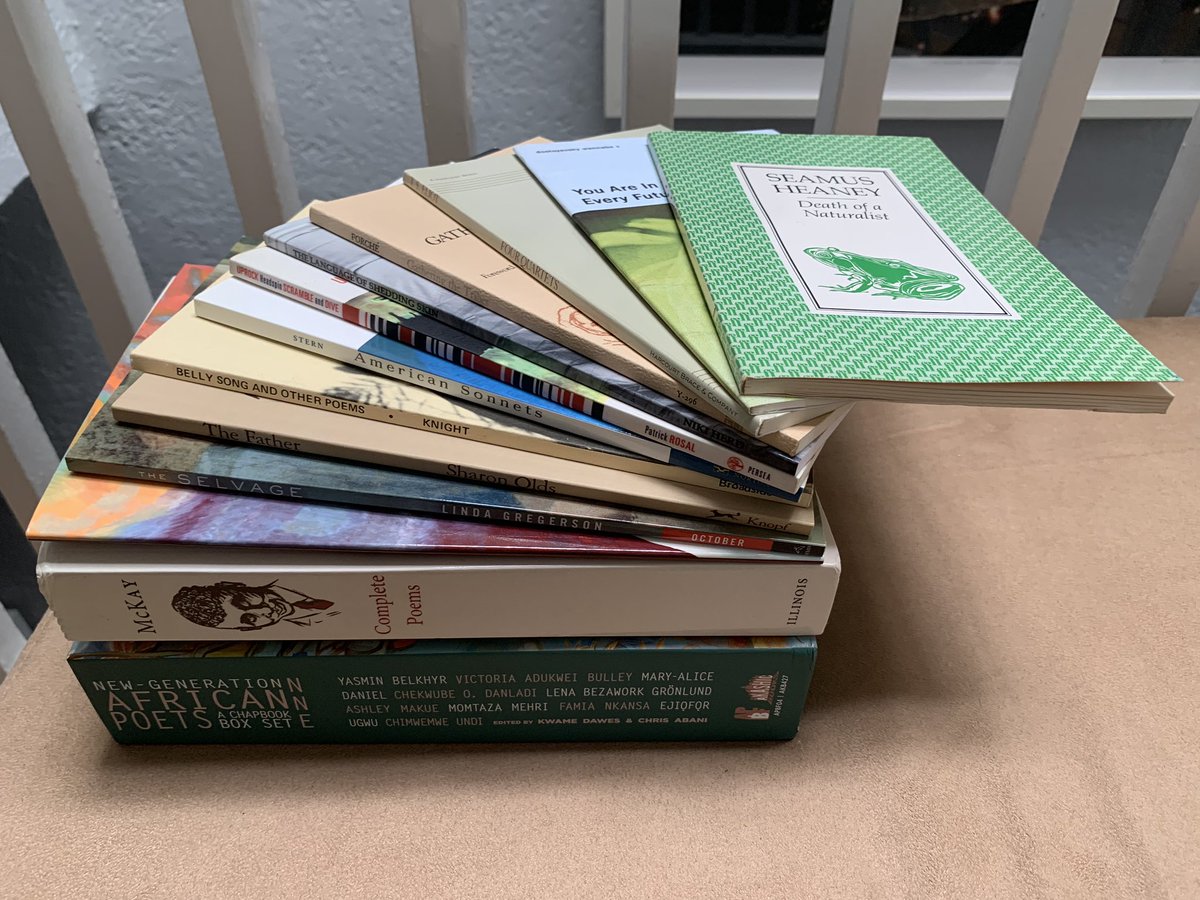 Nic_Sealey's tweet photo. Getting ready for #TheSealeyChallenge (a book/chapbook of poetry each day for  the month of August)! Who’s with me?! Let’s do this. Oh, and send recs! #31Books31Days #31BooksInAugust https://t.co/47z8RSYveW