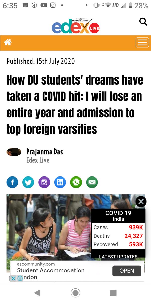 AbhaDevHabib's tweet photo. COVID hit to dreams - a gift from the MHRD-UGC to students of this country!
With high unemployment rate, this is not a damage which any Govt should add.
@HRDMinistry @ugc_india 
#SayNoToUGCGuidlines 
#boycottugcguidlines 
#Studentslivesmatter
#cancelallexams https://t.co/rDCFtLv3HC