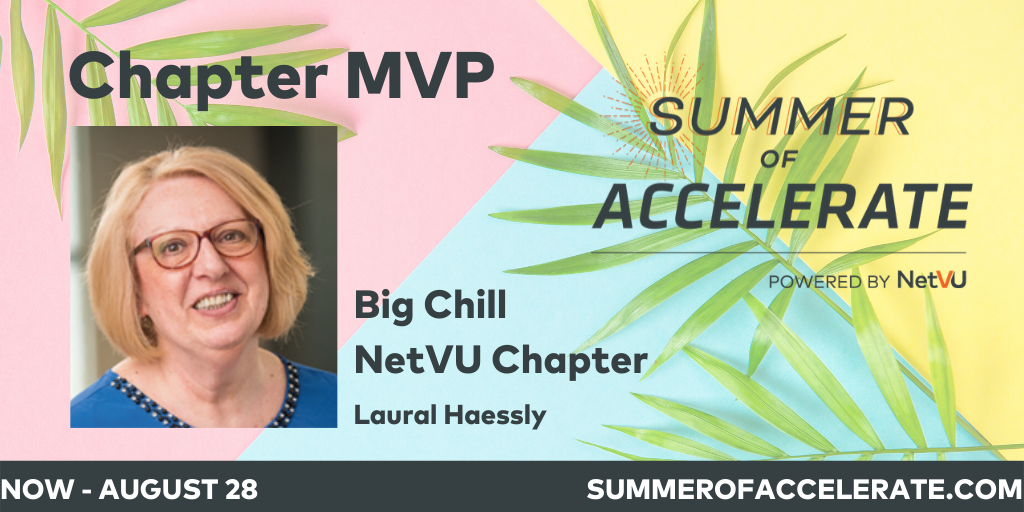 NetVU_Now's tweet photo. Today NetVU would like to recognize Laural Haessly of the Big Chill NetVU Chapter. Chapter MVP Award recognizes outstanding chapter members who have helped NetVU chapters flourish. View other award winners here: https://t.co/gayYlwy2CO #NetVUChapter #NetVUNow #Vertafore #MVP https://t.co/N6Nkdk20U2