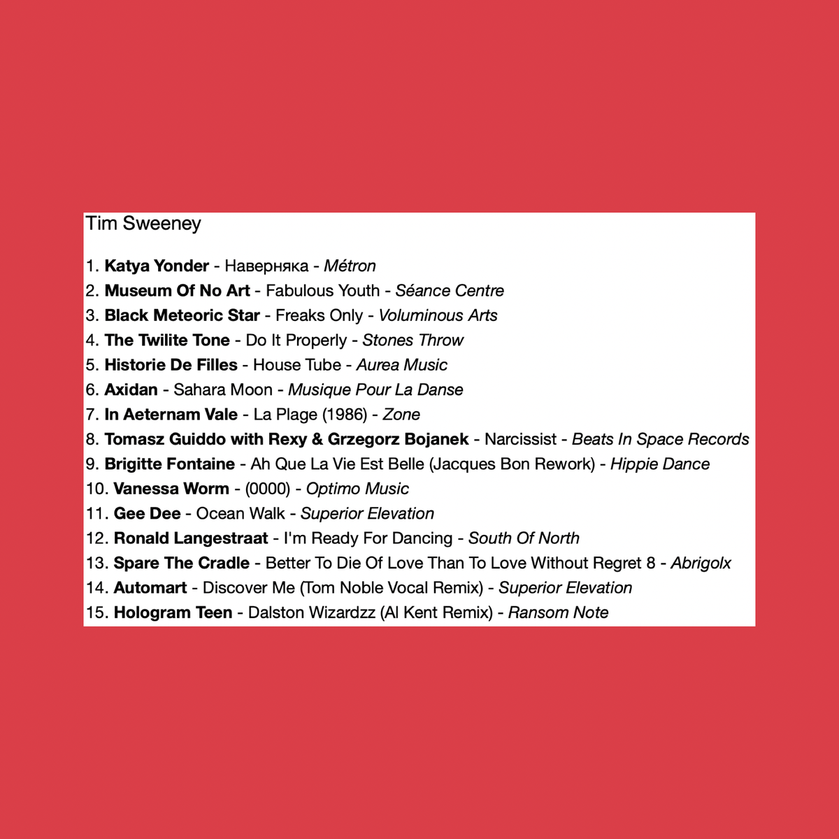 Tim Sweeney (@bisradio) on Twitter photo Last nights radio show with Philly's <a href="/UniversalCave/">Universal Cave</a> is up. Listen back:
beatsinspace.net/playlists/1051/
soundcloud.com/timsweeney/set… Last nights radio show with Philly's <a href="/UniversalCave/">Universal Cave</a> is up. Listen back:
beatsinspace.net/playlists/1051/
soundcloud.com/timsweeney/set…