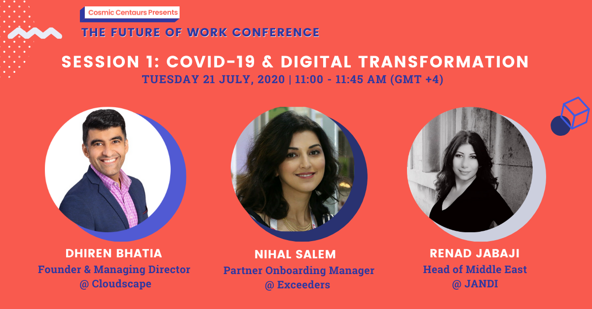 CosmicCentaurs's tweet photo. We're thrilled to announce our panelists for the first #futureofwork conference next week. cc: @dhirenbh @RenadJabaji @eXceedersTeam #CosmicConference https://t.co/0qjALjOdVo