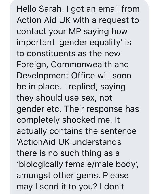 Apparently  @ActionAidUK is a charity working with women and girls. I wonder how they know that?  #nooneissayingsexdoesntexist