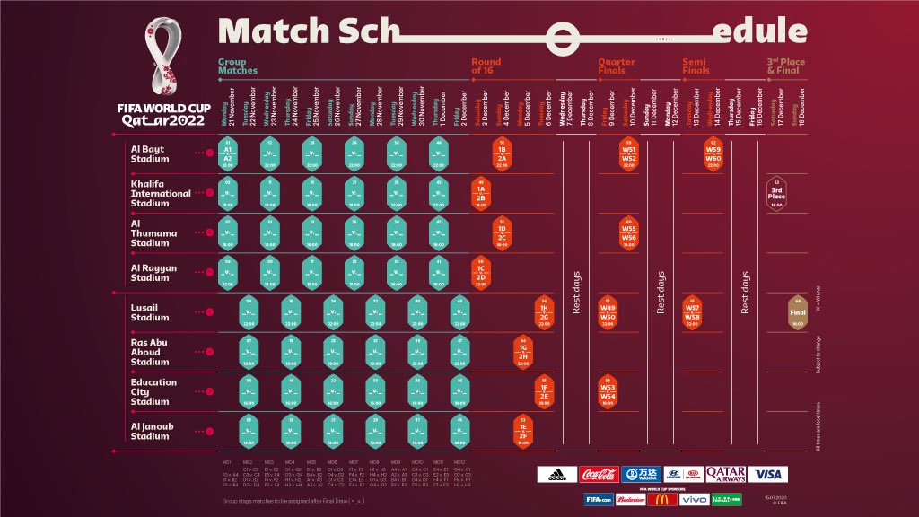 IstandWithQatar's tweet photo. Qatar 2022 #WORLDCUP match schedule https://t.co/P2TcCdJ6ht