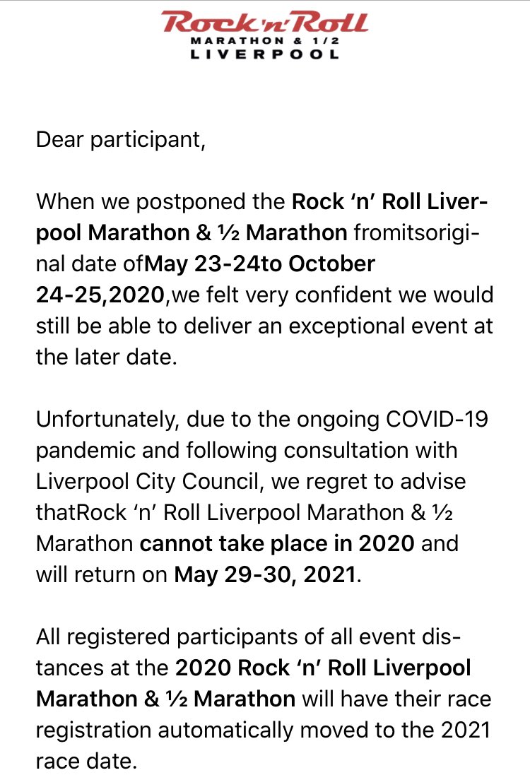 AWRunFitness's tweet image. We know a lot of #TeamAW (including ourselves) were waiting on this one!!

#RNRLiverpool officially cancelled! 

We’ll see you all there in 2021! 

#UKRunChat