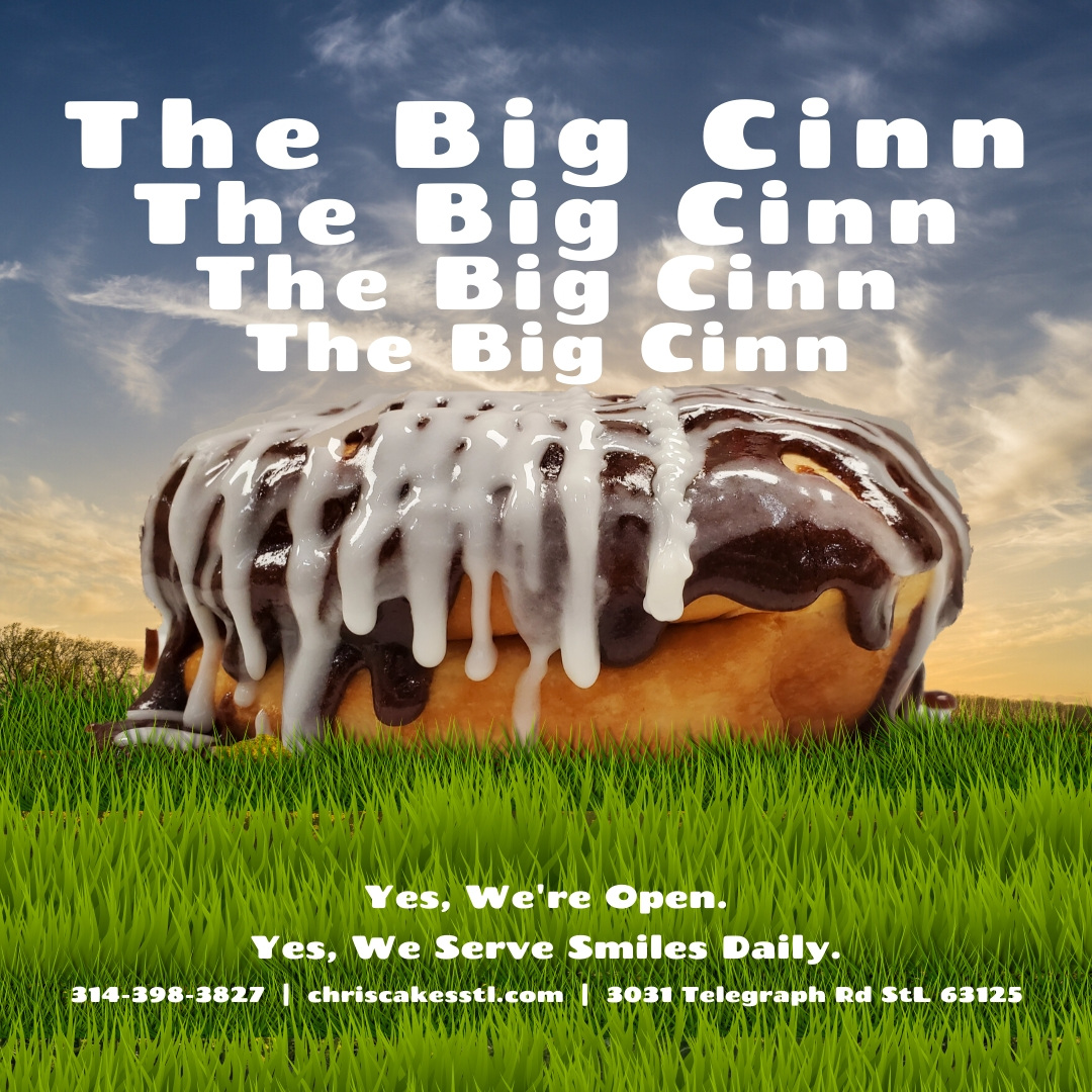 Need a smile today?

#callme

I've never seen anyone eat a Big Cinn angry.

#wereopen #bigcinn #smile #eat #repeat
#chriscakesstl #preorder