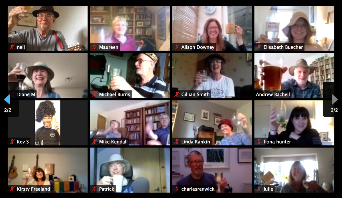 That's a wrap folks! We finished off proceedings with tunes, songs, hats and drams over zoom last night! Thanks to our wonderful participants for joining <a href="/fionahscotssong/">Fiona Hunter</a>, <a href="/adamfiddle/">Adam Sutherland</a>, <a href="/laurabethsalter/">Laura-Beth Salter</a>, <a href="/CalumMaccrimmon/">Calum MacCrimmon</a> &amp; John Somerville for a farewell jam to remember!
#GSOF2020
