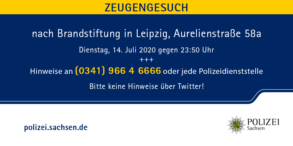PolizeiSachsen's tweet photo. #Zeugen gesucht! 🚨Hinweise an ☎ 0341 966 4 6666.
Nach der Brandstiftung an einem Bagger, der am Dienstag gegen 23:50 Uhr in #Leipzig angezündet wurde, ermittelt nun die #SokoLinx des #PTAZ, #LKA #Sachsen. 🚨Hinweise an ☎ 0341 966 4 6666.
Die Meldung:
https://t.co/TAjBnpp2uQ https://t.co/tRHId83nUZ