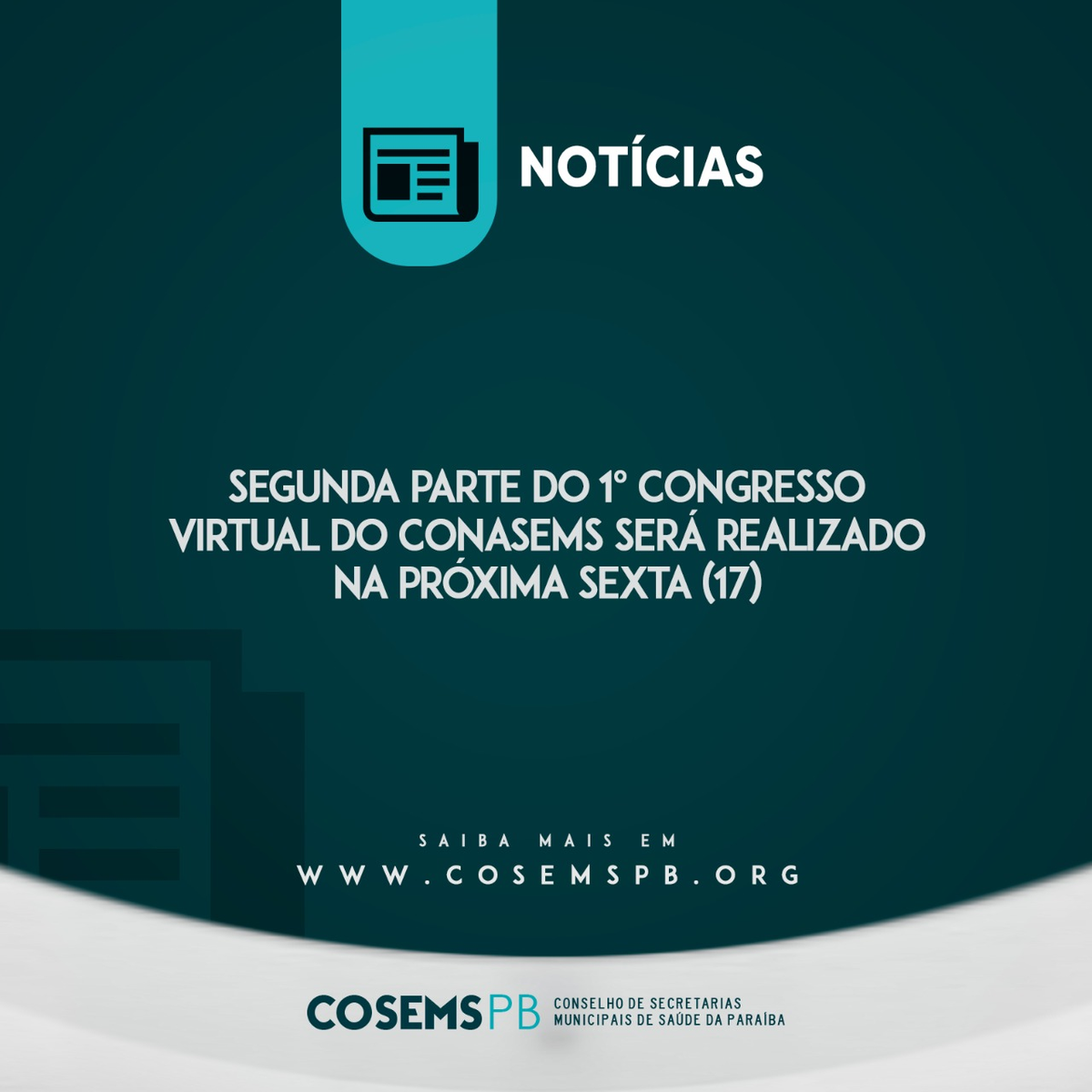 cosems_pb's tweet photo. Será realizada na próxima sexta-feira (17) a partir das 14h30 a segunda parte do “Webnário: Recomendações para o Encerramento da Gestão”, que compõe a programação do 1º Congresso Virtual do Conasems.
Acesse o link: https://t.co/Vi9pk7mDNU https://t.co/HhWq9vyBHl