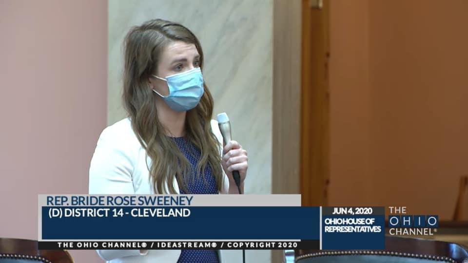 RepBrideSweeney's tweet photo. My colleagues & I repeated our call for @FrankLaRose to include return postage for absentee voting using federal $. While the GOP has put the House on recess & rejected my amendment to do this, the SOS has his own authority to do this now w/out legislative approval. #LetOhioVote https://t.co/NXMV3enCde
