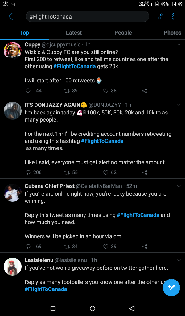 hostyndi's tweet photo. Na one person dey control this four account 😂 #FlightToCanada https://t.co/u8KF76FMsG