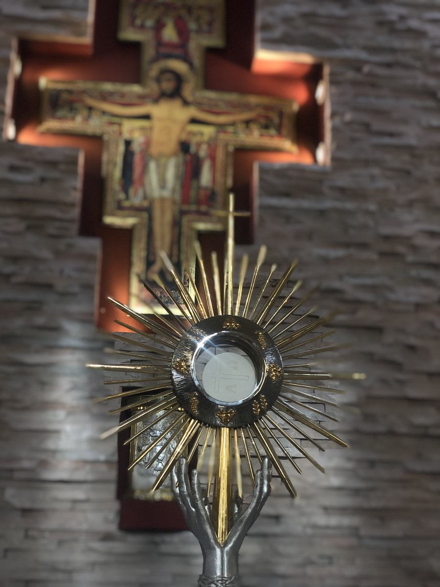 When we are before the Blessed Sacrament, let us open our heart; our good God will open His. We shall go to him; He will come to us… It will be like a breath from one to the Other. –Saint John Vianney #Jesus #Catholic
