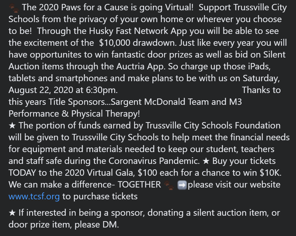 Paws for a Cause 2020 Goes Virtual!  Tickets at tcsf.org