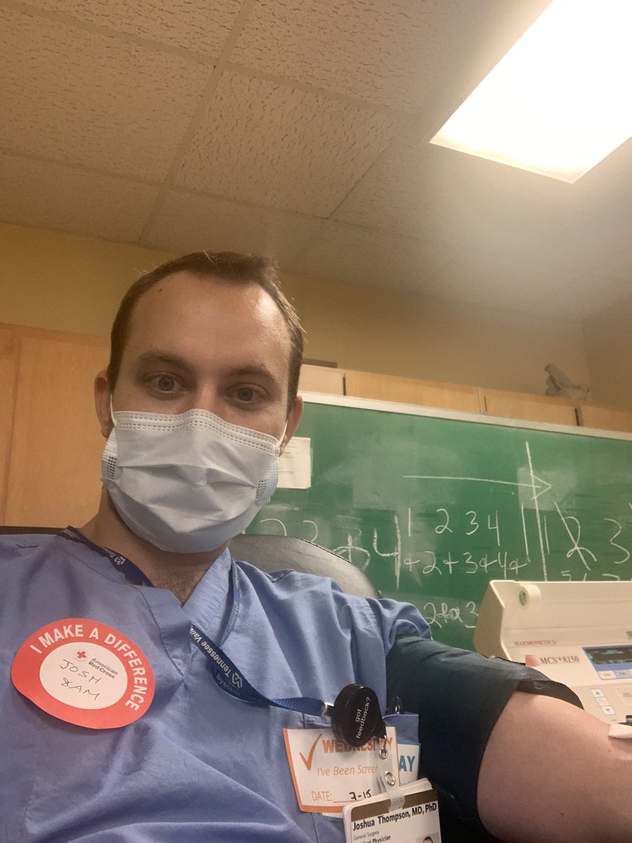 Joshua Thompson MD PhD (@jthompsonmdphd) on Twitter photo 2 weeks into intern year and what a wild ride. Learning boat loads every day on Trauma. In honor of calling the blood bank and activating MTP for the first time yesterday, donated double reds today post call! <a href="/RedCross/">American Red Cross</a> #donateblood 2 weeks into intern year and what a wild ride. Learning boat loads every day on Trauma. In honor of calling the blood bank and activating MTP for the first time yesterday, donated double reds today post call! <a href="/RedCross/">American Red Cross</a> #donateblood