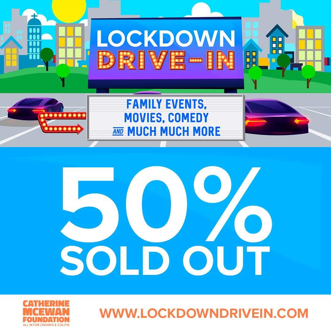 50% SOLD OUT IN ONLY 4 DAYS!

📺 Worlds largest Drive in Screen
📽️ Movie Classics
🎶 Family Singalong
🌭 Street food from the Big Feed
👩‍⚕️ Key Worker Discount
😀 Priceless memories

Buy now! Help the weans!

⚡️ Tickets bit.ly/DriveInCMF

#allinforcrohnsandcolitis
