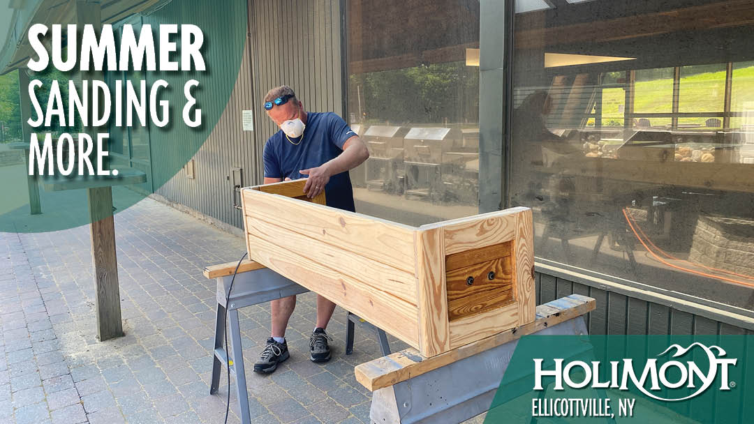 Tom has been busy refinishing the chalet furniture so our members and guests have a smooth and snag free season. #HoliMontProjects