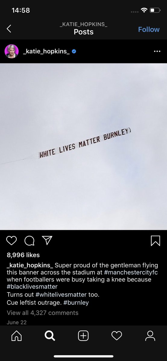 We all know that she is a racist piece of shit, but the fact that she is posting the “White Lives Matter” banner on her Instagram is absolutely disgusting. Not only that but she suggested that a muslim woman in America was “a hand grenade in a headscarf” which is baffling.