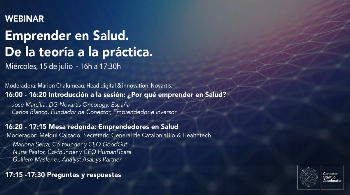 NovartisSpain's tweet photo. En unos minutos, junto a @ConectorSpain celebramos el webinar ‘Emprender en Salud. De la teoría a la práctica’.
La jornada se enmarca dentro del #NovartisCancerStartupProgram que tiene por objetivo acelerar la #innovación y reimaginar el cuidado del #cáncer. https://t.co/JeGRFqctcf