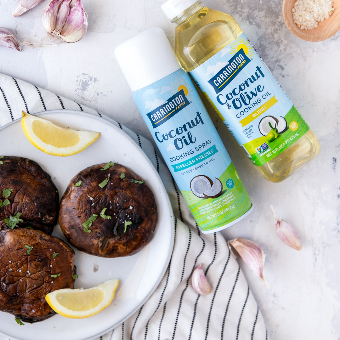 CarringtonFarms's tweet photo. These grilled portabello mushrooms by our in-house dietitian @health_above_all is a MUSH-have 🍄Skip the store queue & make this clean marinade with 5 ingredients you likely already have at home. Grill for 4-5 minutes for a flavorful, nutritious dinner! #CookWithCarrington https://t.co/vVm1JqEl7M
