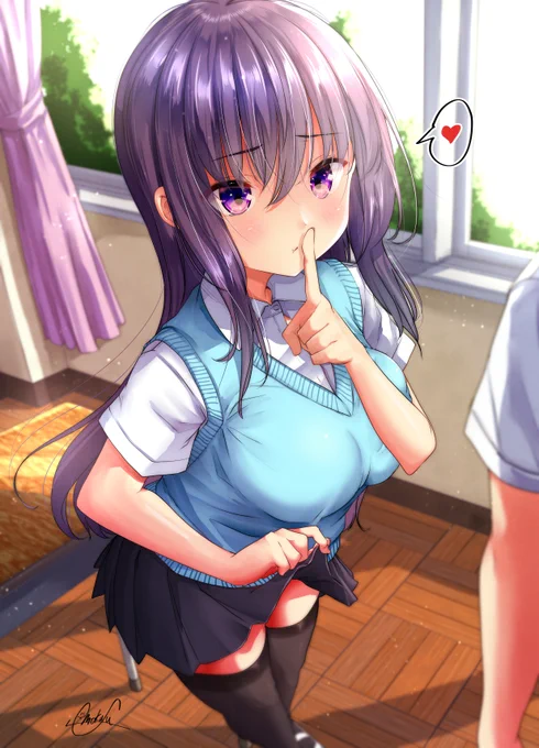 静かにするよう注意する女の子らくがきです 