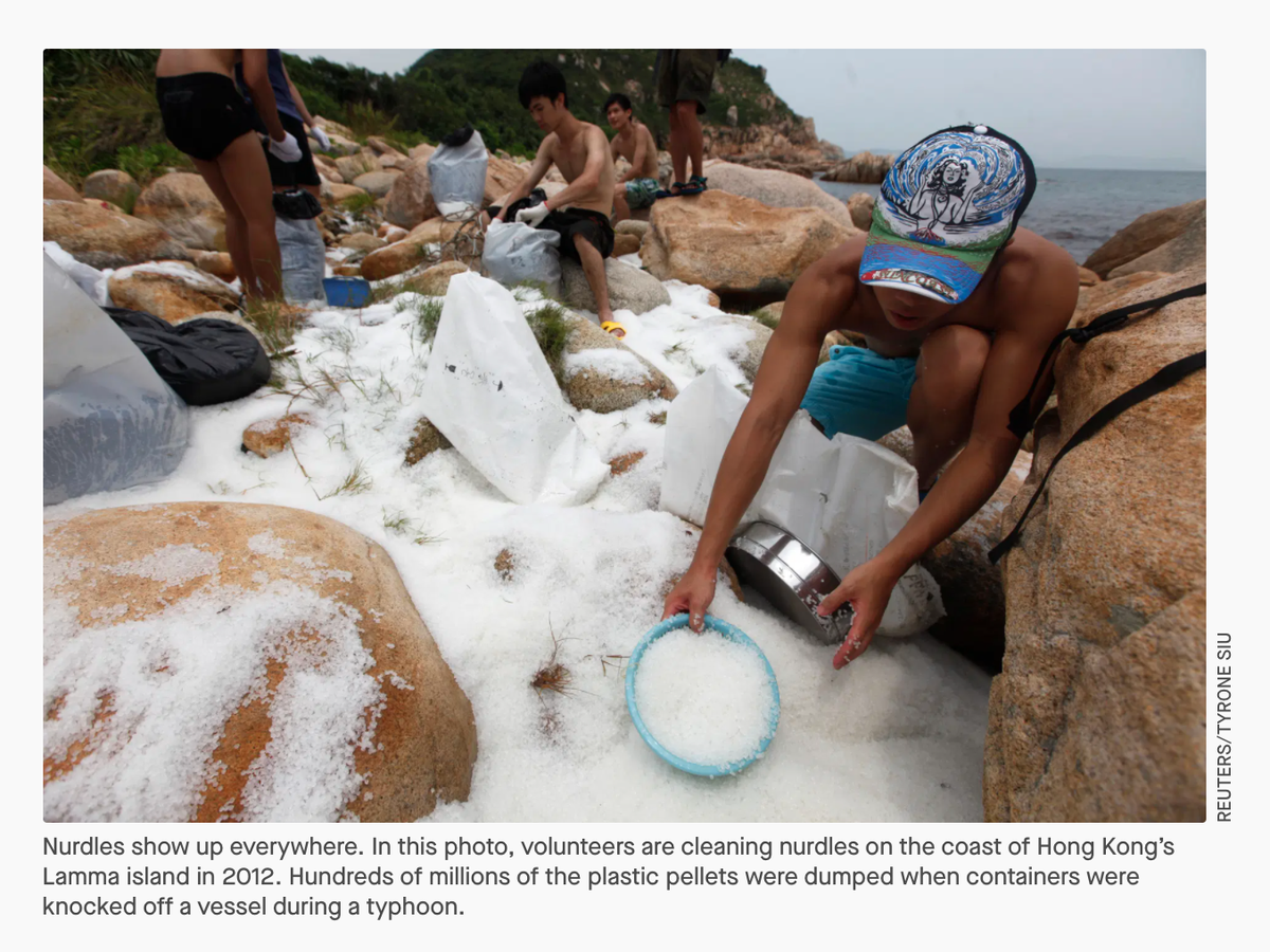 Nurdles have been turning up like sleet on beaches all around the world in the last 10 years as plastic production spiked. Here's nurdles washed up on a beach in Hong Kong.Now some see signs this scene is coming for the US. (In Texas it already has:  https://www.texasobserver.org/nurdle-by-nurdle-citizens-took-on-a-billion-dollar-plastic-company-and-won/)