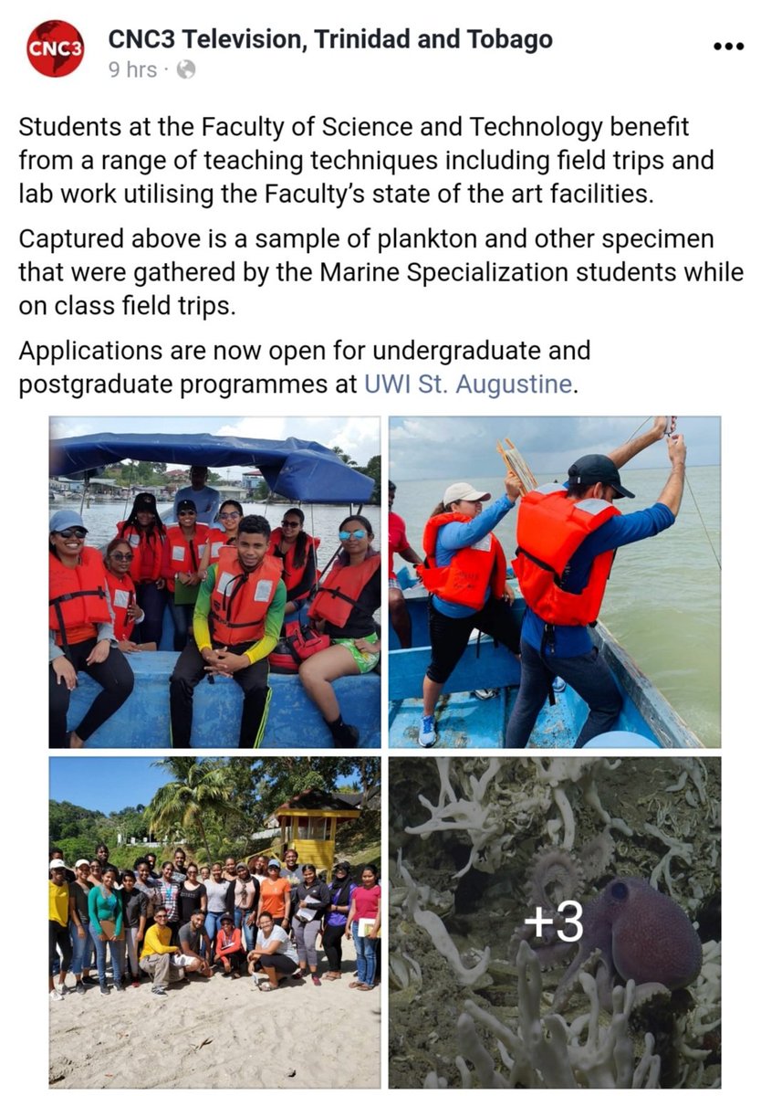LaDaanaKanhai's tweet photo. A little snapshot of what our Marine Specialization Field Trips look like in the Department of Life Sciences @UWI_StAugustine 🥳🌊🐟 Thanks for highlighting @CNC3TV 😊 #Caribbean #SIDS #marine #Coastal #Trinidad https://t.co/TiXpozVgwe