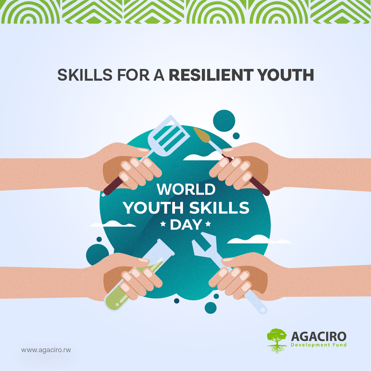 AgaciroFund's tweet image. Today is #WorldYouthSkillsDay. It is so important for youth to get opportunities to acquire the relevant skills needed to end unemployment.
Let’s ensure our economies grow through the technical education and skill set of young people.

#WYSD2020 #YouthSkillDevelopment #Rwanda