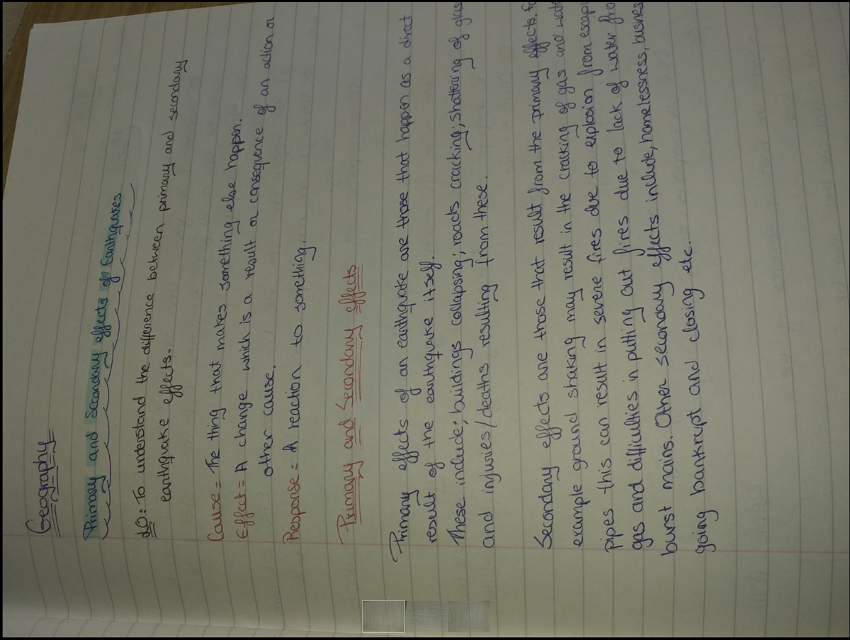 GeogHarper's tweet photo. Liaba Sheikh has produced some fantastic revision notes on the effects and responses to earthquakes. Liaba has worked exceptionally hard all term! A massive well done from the whole department @HarperGreen 🌎😀 https://t.co/qOx00tOOj7