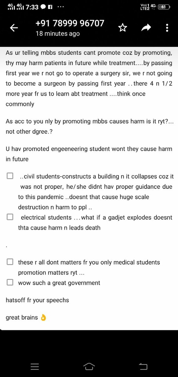 sagar_badore's tweet photo. #promotemedicalstudents 
Medical students are suffering lot , were are also human being , you should promote medicals students @mla_sudhakar
@rguhs https://t.co/RtemmVW5qC
