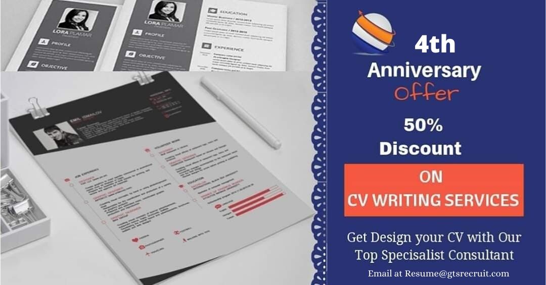 GTSRecruit's tweet photo. celebrating our #4th anniversary . On this special occasion, we offering 50% Discount on Resume Writing &amp; LinkedIn Profile Revamp with free consultation

Email at Resume@gtsrecruit.com with code #50GTS

#Resume #CV #Gethired #Pakistan  #perfectcv #jobfairy #WeStandWithMatiUllah https://t.co/gQjprIpscZ