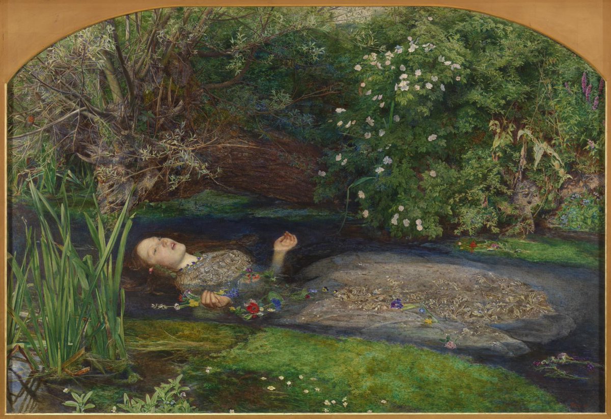 today in a fact i learned after an hour of doing research for a story and falling into a rabbit hole; in order to make this famous ophelia painting, John Everett Millais had his model float in a bathtub FOUR MONTHS and she got pneumonia and almost died