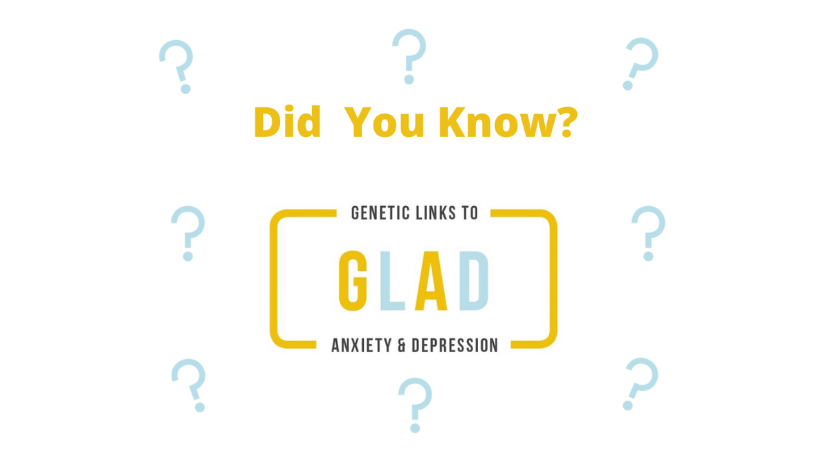 Did you know? Young people whose family has a history of #anxiety and #depression are more susceptible to them too. To help us find out more about the genetics of anxiety and depression, sign up to the GLAD Study today at gladstudy.org.uk/login/ @NIHRBioResource @NIHRMaudsleyBRC