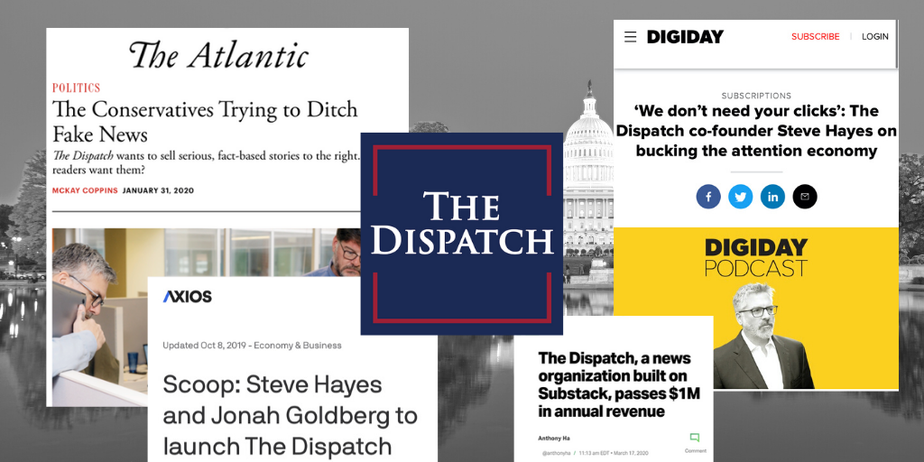 .<a href="/thedispatch/">The Dispatch</a>, a company I'm proud to advise, is looking for a Performance Marketing Manager to help grow our membership base across email newsletters, podcasts and virtual/live events. You can find more details on this great gig here: bit.ly/38U1Ag3