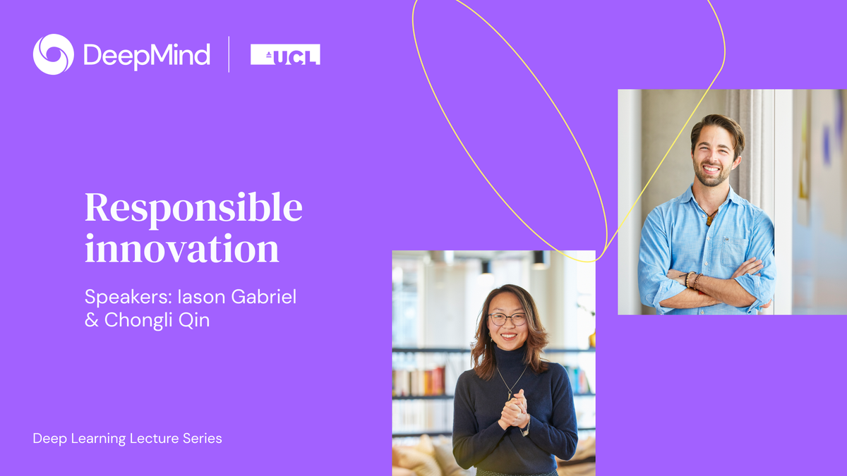 GoogleDeepMind's tweet photo. As ML becomes more prevalent in our everyday lives, it’s essential for us to be aware of the broader impact of research. 

In this lecture, research scientists Chongli &amp; Iason discuss ethics &amp; the importance of safety.

https://t.co/FW0Udy0HtO #AtHomeWithAI https://t.co/tMm2p7rFBP