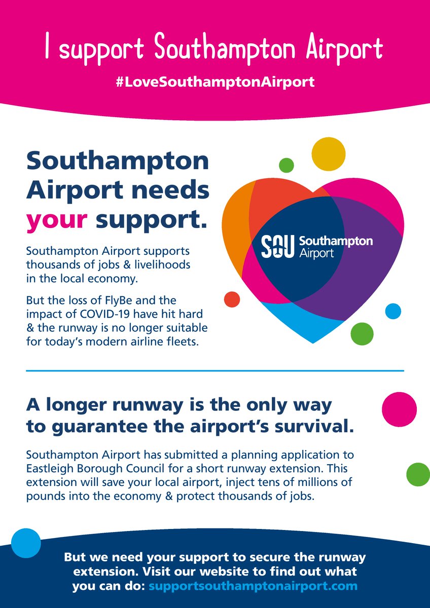 SOU_Airport's tweet photo. #SupportSouthamptonAirport.
Help us secure our runway extension &amp; register for updates via our brand new supporter website. Click here: <https://t.co/hMIerhtvGL
#FlyLocal  #LoveSouthamptonAirport✈ https://t.co/GOuC8FDuWw