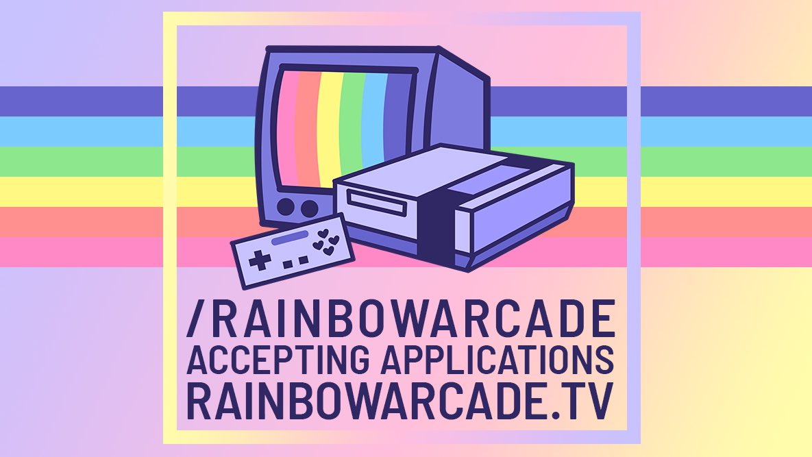 Rnbw_Arcade's tweet photo. APPLICATIONS ARE OPEN! 🏳️‍🌈🎮 

Are you an LGBTQIA2+ streamer interested in joining a tight-knit community seeking to push for greater representation in gaming and beyond?

The application to join the Rainbow Arcade stream team is now open at https://t.co/leCwtSw2jq! https://t.co/b1ZvS1qQqo