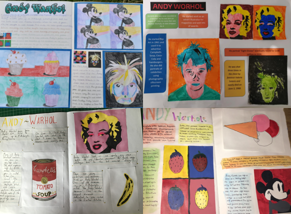 Year 7 were given a list of artists they could study: I love the vibrant colours used for Matisse and Warhol, the way that Ruby captured the darkness of Bacon's work, and I had to mention Thomas - Kandinsky was not on my list- but this is an excellent representation of his work!