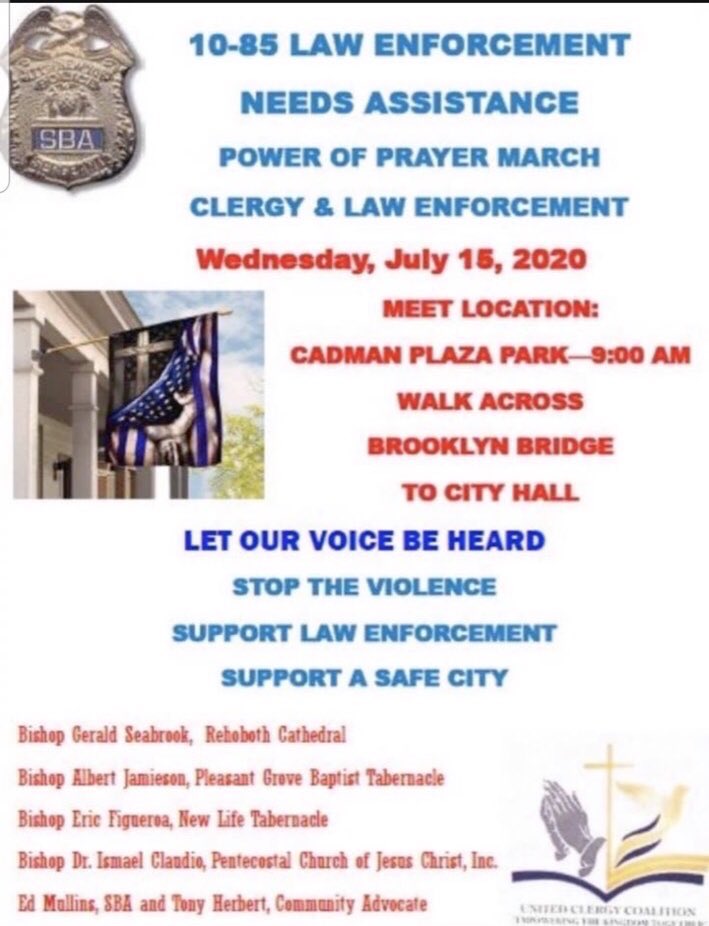 Three separate people with Jericho said they were surprised to learn of the police element to this march. Here’s the two flyers that were circulated for the same event  https://twitter.com/globralph/status/1283410702003306496?s=21  https://twitter.com/globralph/status/1283410702003306496