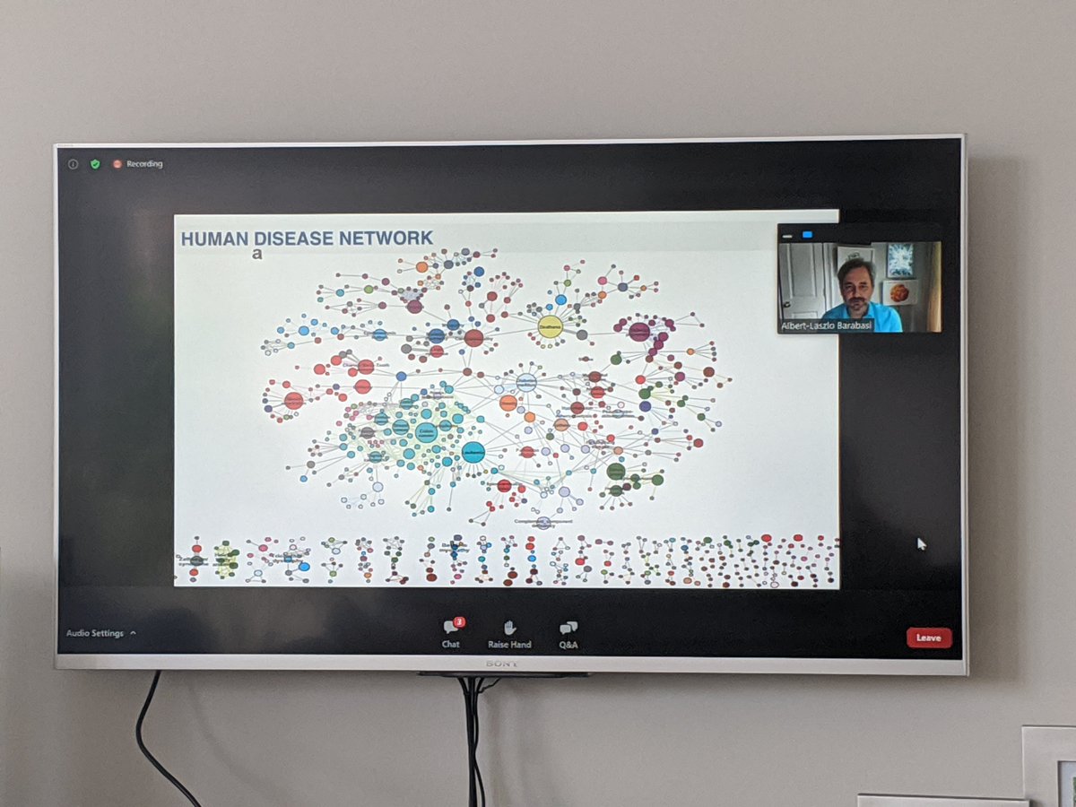 mkutmon's tweet image. #ISMB2020 #NetBio now starting with the keynote by @barabasi on &apos;Network Medicine: From Cellular Networks to the Human Diseasome&apos;. Biggest screen I could find at home...