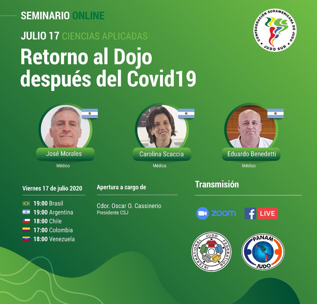 La Confederación Suramericana de Judo @judosur invita al Webinar Ciencias aplicadas “Retorno al Dojo después del Covid-19”.
#JudoVenezolano #judo