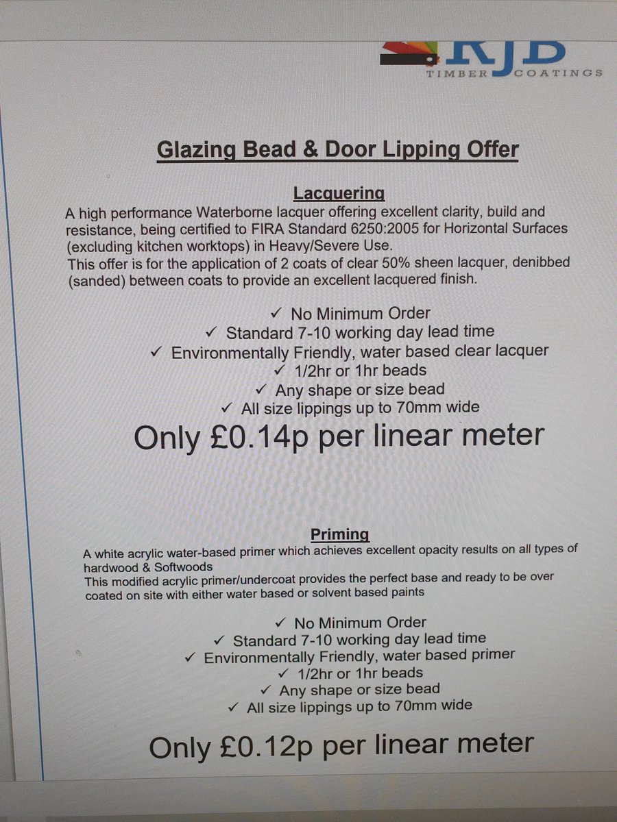 RjbTimber's tweet photo. How low are these prices for glazing beads and lippings.
Email me richard@rjbtc.co.uk 
For more info.
#glazingbead #hardwood #lacquer #priming https://t.co/YhI8TwgE4s
