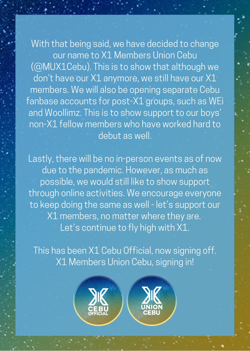 MUX1Cebu's tweet photo. [ANNOUNCEMENT]

Hello, mga ka One It! Naa lang unta mi ichika ninyong tanan. Hinaot basahon ninyo bisag medyo taas jud siya noh...

MIA mi slight the past few months, so karon mag drama drama sa mi 😂 

Salamat ug padayon ta, OneIts. 🦋❤️ https://t.co/MUtI3Ph1Y8
