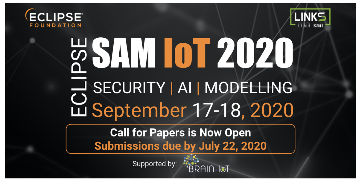 Only one week left to submit your paper for #EclipseSAMIoT Conference. Submit your paper before July 22, 2020 for an opportunity to share your work with leaders in #IoT security, #AI, and modeling: bit.ly/3gzelQi