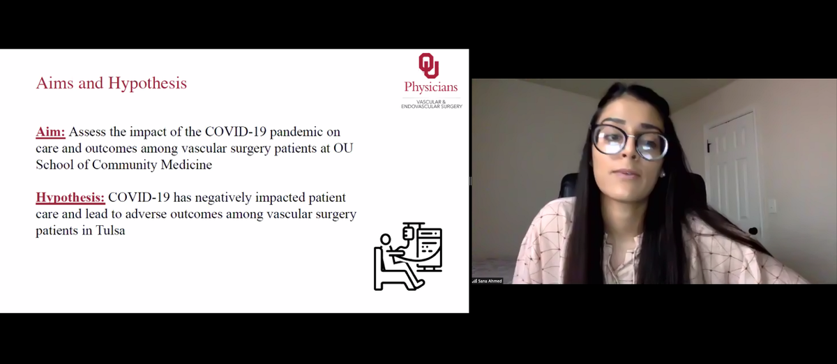 Amazing job by #medstudent Sydney Wyatt and #premedstudent Sana Ahmed presenting their data on the impact of #COVID19 on #comprehensivevascularcare <a href="/OUVascular/">OU Vascular Surgery</a> during <a href="/OUSCM/">OU-TU School of Community Medicine</a> <a href="/OUTulsa/">OU-Tulsa</a> <a href="/PhysiciansTulsa/">OU Health Physicians-Tulsa</a> summer intern research day. #VASCC